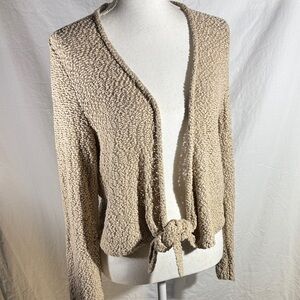 Chico's Beige Knit Tie-Front Cardigan